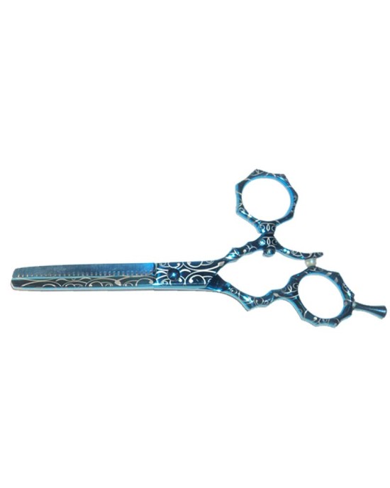 Thinning scissor titanium Blue with design