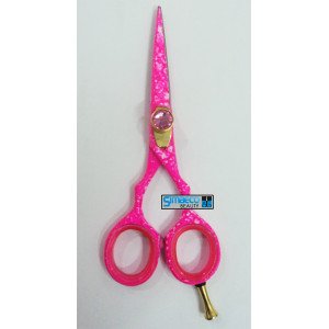 Fancy Barber Scissors Pink Color With Finger Rest