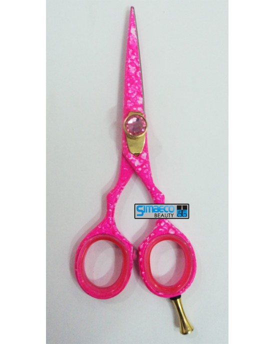 Fancy Barber Scissors Pink Color With Finger Rest