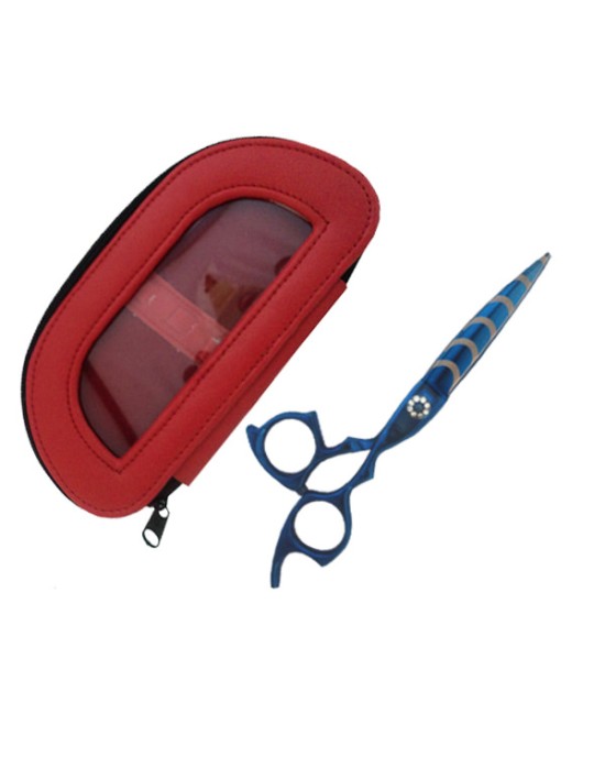 Hair scissors Titanium Blue & red paking