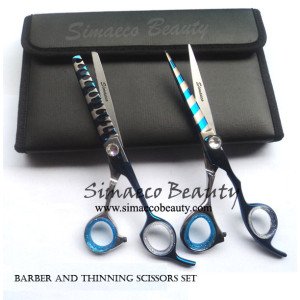Hair scissors Titanium Blue Set & packing