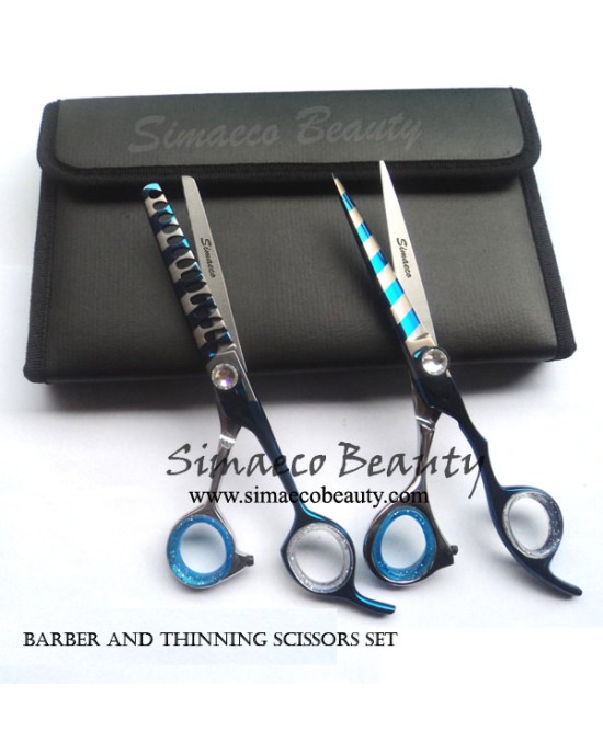 Hair scissors Titanium Blue Set & packing