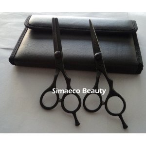 Black coated barber & Thinning scissors SET