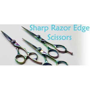 Fancy Barber Razor Edge Scissors Color Coated