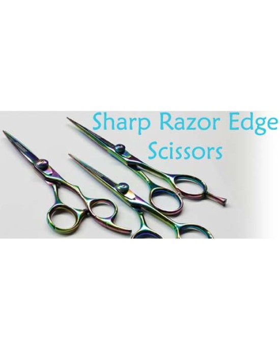 Fancy Barber Razor Edge Scissors Color Coated