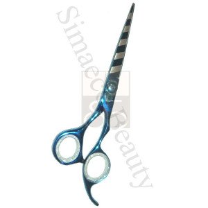 Barber scissors Titanium blue with zebra designs
