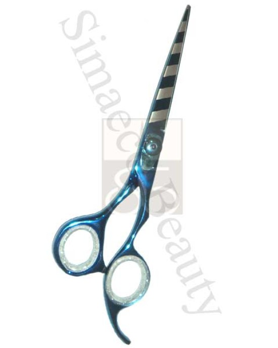 Barber scissors Titanium blue with zebra designs