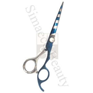 Barber scissors titanium blue with zebra