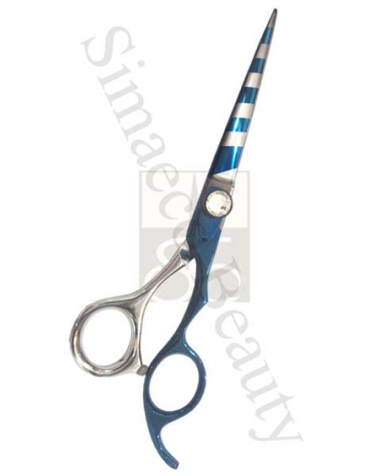 Barber scissors titanium blue with zebra