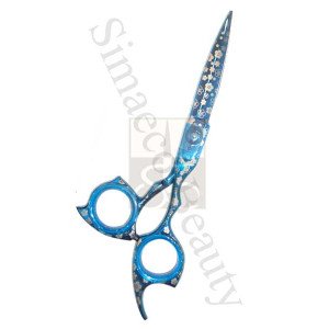 Barber scissors titanium blue flower designe