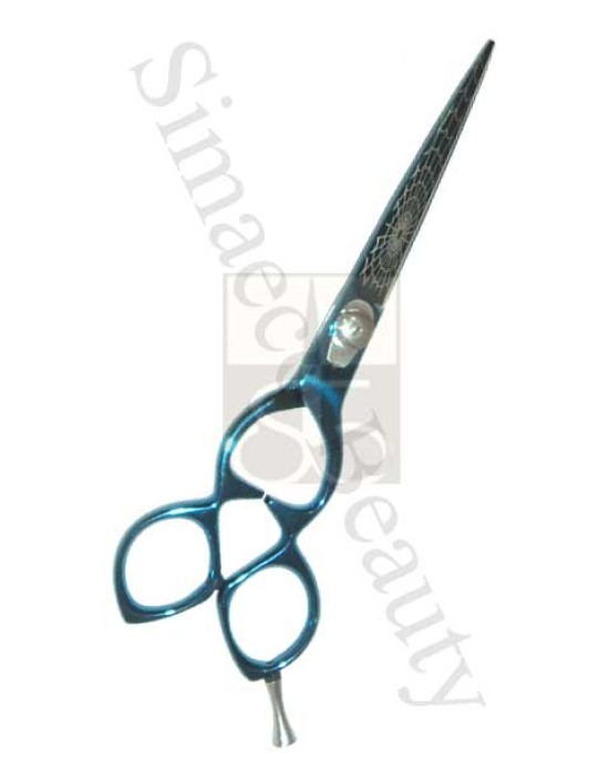 Barber scissors titanium blue painted
