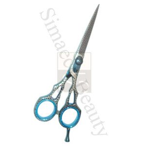 Barber scissors titanium blue colour with designs