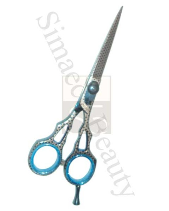 Barber scissors titanium blue colour with designs