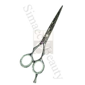 Professional barber Hair scissors titanium black with designs With Finger Rest