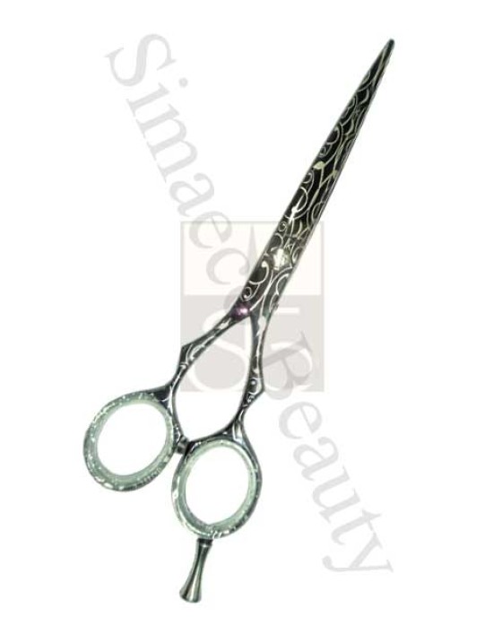 Professional barber Hair scissors titanium black with designs With Finger Rest