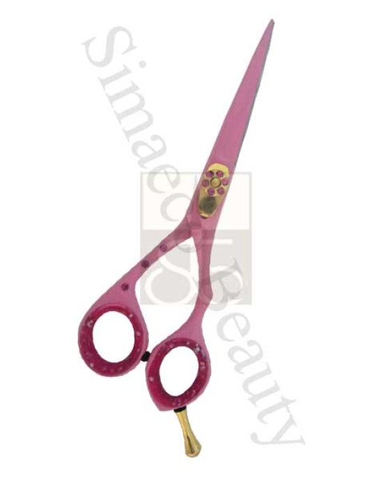 Barber scissors titanium Pink colour With Finger Rest
