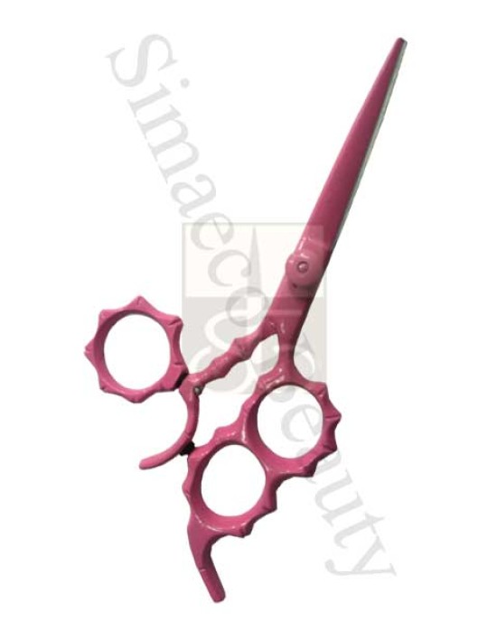 Barber scissors titanium Pink colour With Three Holes