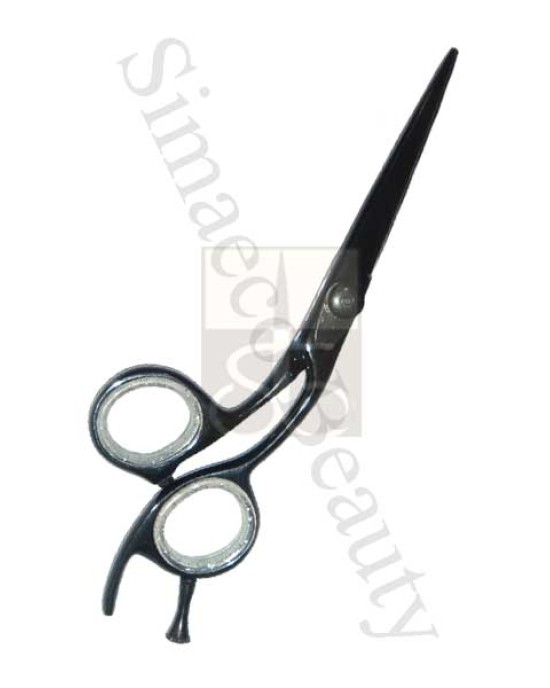 Barber scissors black coated with finger rest