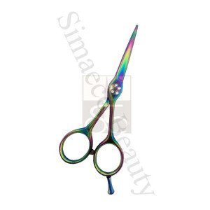 Hair scissors titanium rainbow Color with finger rest