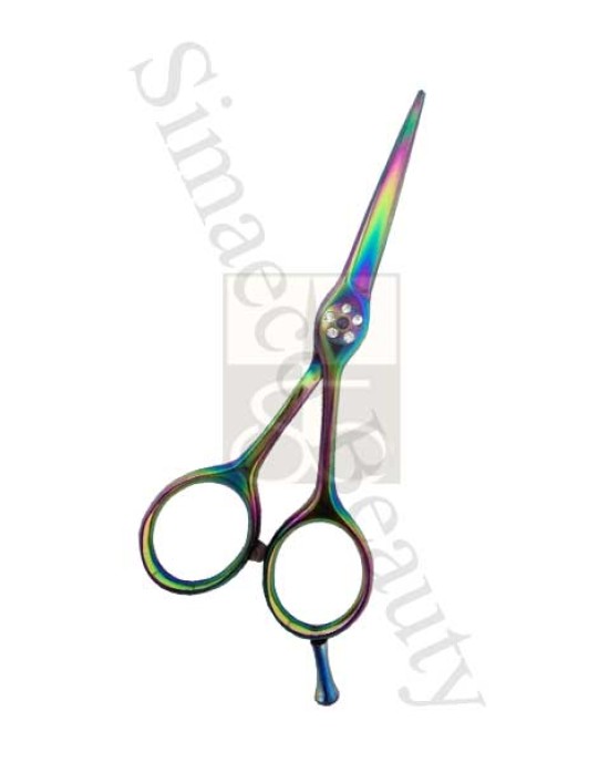 Hair scissors titanium rainbow Color with finger rest