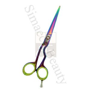 Hair scissors titanium rainbow with finger rest