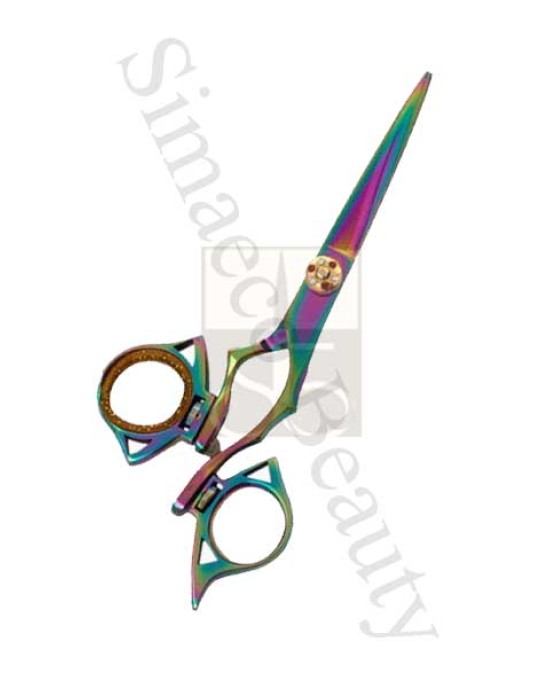 Hair scissors titanium rainbow color