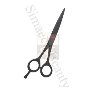 Fancy hair scissors black coated with finger rest
