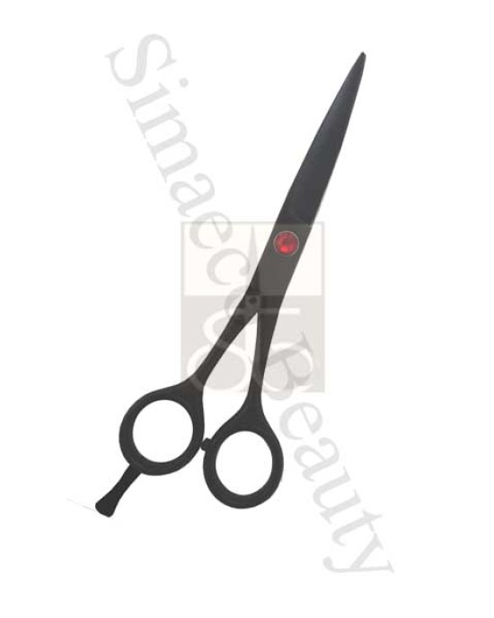 Fancy hair scissors black coated with finger rest